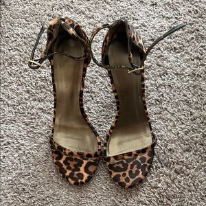 Stuart Weitzman animal cheetah print open toe sandals